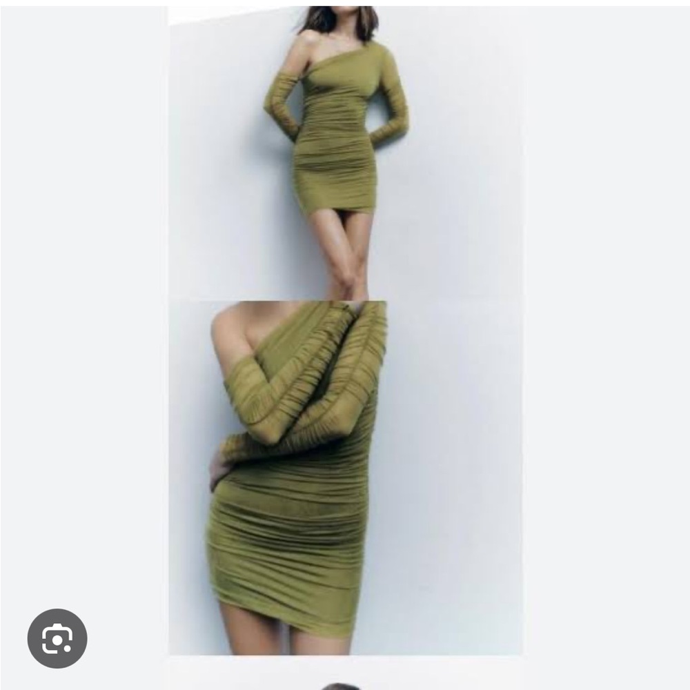 Zara Olive One Shoulder Dress